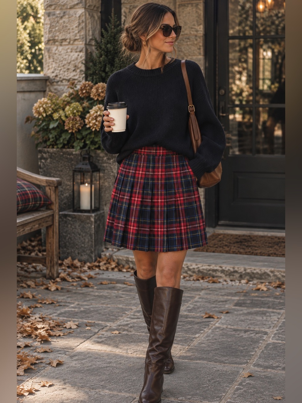 Vintage Red Tartan Plaid Pleated Skirt Size 0 / 5